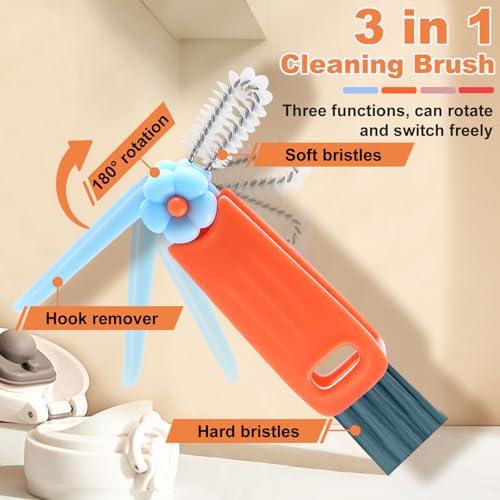 3 in 1 Cup Lid Cleaning Brush, Gap Cleaner Brushs - Home Kitchen Multifunctional Bottle Cleaning Brush Set, Portable Travel Bottle Lid Cleaner Tools, 4 PCS - color: Red Pink Blue Orange