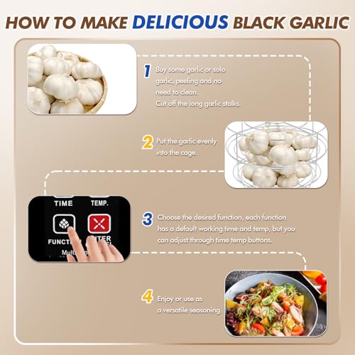 Moongiantgo 7.5L Black Garlic Fermenter, Automatic Intelligent Control Garlic Fermenter Natto, Yogurt, Kimchi, Wine Fermenter Machine, Garlic Cooker with Precise Time Temperature Control, 110V (Brown) - color: Brown