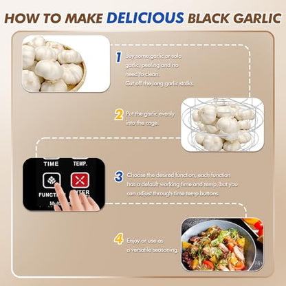 Moongiantgo 7.5L Black Garlic Fermenter, Automatic Intelligent Control Garlic Fermenter Natto, Yogurt, Kimchi, Wine Fermenter Machine, Garlic Cooker with Precise Time Temperature Control, 110V (Brown) - color: Brown