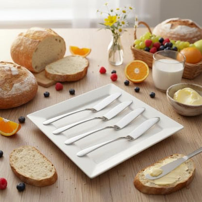 4 Pieces Set Butter knife, Pate Knife Cheese Spreader, Strong Heavy, Food Safety Material Stainless Steel 18/10, SUS 304# Strong thick handle (Silver) - color: Silver