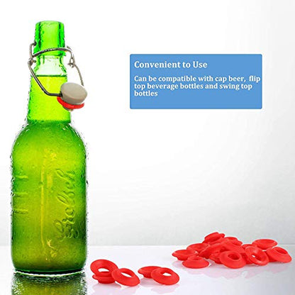 25 Pieces Silicone Rubber Grolsch Gaskets Washers Leak-proof Bottle Seals for Swing Flip Bottle Hat Shaped Swing Top Washers Seal Gasket Replacements for Home Brew Beer Soda Bottle Sealing Use