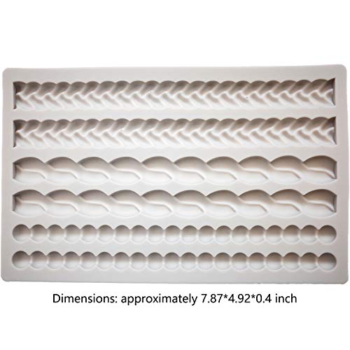ScivoKaval Silicone Pie Crust Mold Impression Mat Knit Rope Pearl Border Lace Chain Molds Fondant Cake Decoration Mould Chocolate Cookie Sugar Craft Icing Gum Paste Pastry for Kitchen Baking Tools