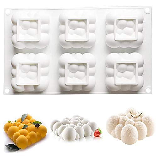 OCPO KITCHEN Cloud Silicone Mold for Baking Mousse Cake, Dessert, Pastry, Ice Cream, Pudding, Jelly, Cake Decoration Mold, Cloud Shape (6-Cavity) - style: Cloud (6-Cavity)