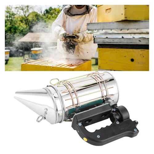 Electric Beehive Smoker Stainless Steel Beekeeping Smoker with Heat Shield Handle, Detachable Design for Easy Use, Large Smoke Output