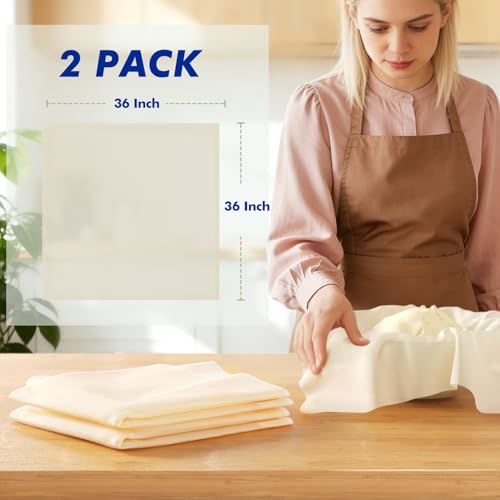 2 Yards Reusable Cheesecloth, Grade 100, Cheese Cloth for Straining Craft, 100% Cotton Unbleached Muslin Cloth Strainer for Cooking, Baking, Juicing, Cheese Making - size: 2 Pieces-36x36inch