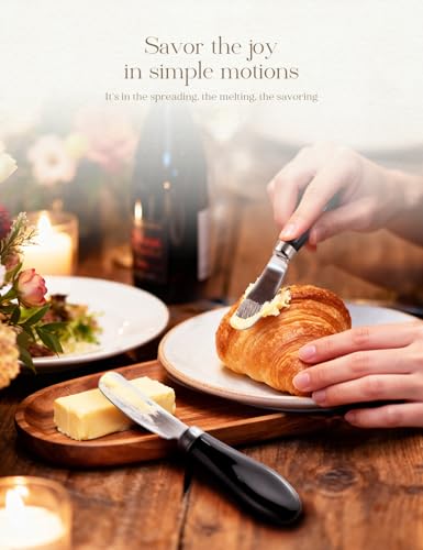 Stainless Steel Butter Spreader Knife 2 Pack with Handle for Kitchen Black | Dishwasher Safe, for Soft & Hard Cheese, Jam, Cold Butter - color: Black 2 Pack