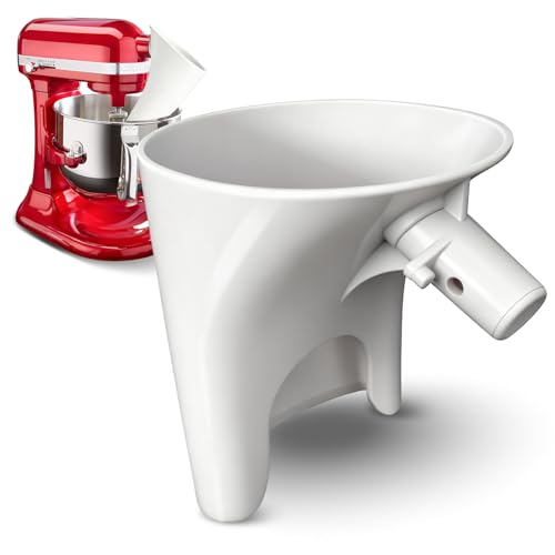 Flour Funnel Kitchen Aid Mixer, 2026 New Latest Upgraded Large Funnel, Mess-Free Flour Funnel Suitable for 7qt Lift-Type Kitchen Aid Mixer,Dishwashe Spill Proof Stand Mixer Attachment(White) - color: white-pro