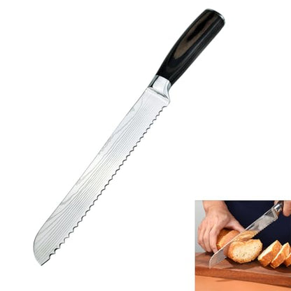 Bread Knife, 8 inch Serrated Knife, German Stainless Steel Bread Knife for Homemade Bread, Razor Sharp Edge for Efficient Slicing Sourdough Bread, Bagels, Cake