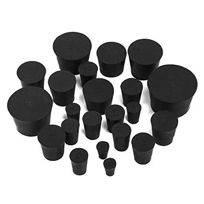 22-Pack (13 Assorted Sizes) 000# -10# Solid Rubber Stoppers