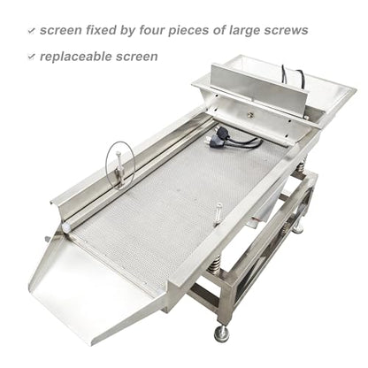TECHTONGDA Straight Vibrating Sieve Screen Shaker Electric Linear Sifter Machine Stainless Steel One Layer Two Motors 1mm Round Hole Screen Size 11.8×31.5inch 110V - size: 1mm
