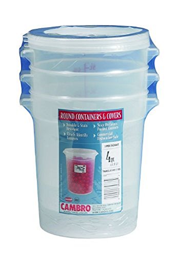 Cambro 4-Quart Round Food-Storage Container with Lid, Set of 3 - size: 4 Quart
