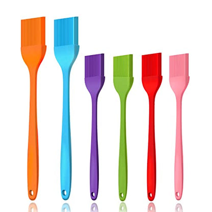 6 PCS CUALORK Silicone Basting Brush, Upgrade Pastry Brush,Heat Resistant Silicone Brushes, Premium Cooking Brush for Sauce Marinade Meat Glazing, Oil Brush for BBQ Kitchen Cooking Baking and Grilling