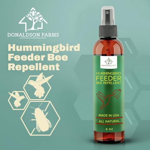 Donaldson Farms Hummingbird Feeder Bee Repellent Spray - Efficiently Keep Bees Off Hummingbird Feeder, Natural Bee Repellent Sprays for Patio Garden, Citrus Spray for Outdoor Bird Food - 8oz Bottle
