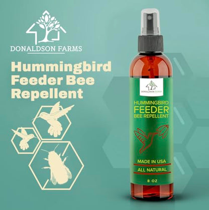 Donaldson Farms Hummingbird Feeder Bee Repellent Spray - Efficiently Keep Bees Off Hummingbird Feeder, Natural Bee Repellent Sprays for Patio Garden, Citrus Spray for Outdoor Bird Food - 8oz Bottle