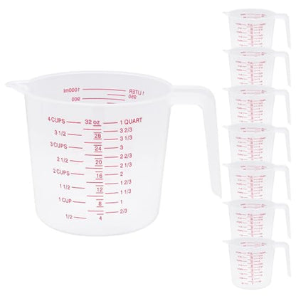 8 Pcs 4 Cup/32 Oz Plastic Measuring Cups With Spout And Handle | 1000ml Clear Graduated Measuring Cups With Oz And Ml Markings For Water, Flour, Liquids, Baking, Cooking And Mixing - color: 8 Pcs, size: 4Cup/32OZ