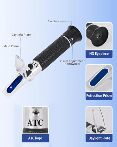 Honey Maple Syrup brix Refractometer /58-90 brix 10-33 Moisture Meter/Homebrew Sucrose Brewing Sugar aichose Hydrometer/Beekeeping Supply ATC