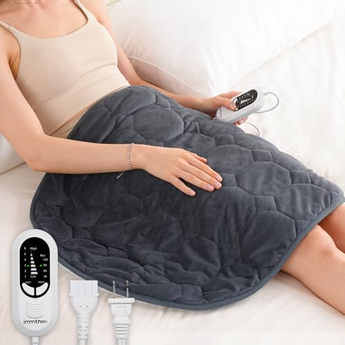 immtree Weighted Heating Pad for Period Cramps, 29" x 24" Extra Large Electric Heated Pads 5 lbs, Back Shoulder Knee Abdomen Pain Relief, Soft Warm Heavy Lap Blanket, Dark Grey - color: Dark Grey, size: 29"x24" 5 Pound