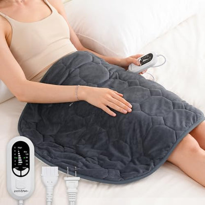 immtree Weighted Heating Pad for Period Cramps, 29" x 24" Extra Large Electric Heated Pads 5 lbs, Back Shoulder Knee Abdomen Pain Relief, Soft Warm Heavy Lap Blanket, Dark Grey - color: Dark Grey, size: 29"x24" 5 Pound