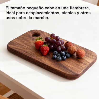 Wood Cutting Boards For Kitchen, Small Portable Walnut Chopping Boards For Outdoor Cooking Draining Lunch Boxes, Serving Boards for Sandwich Cheese Meal Breakfast(L（18 * 12 * 1cm）) - size: L（18*12*1cm）