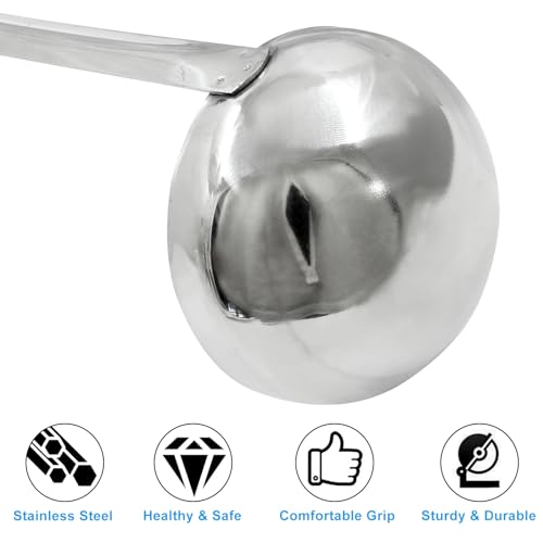 Piutouyar 3 Pcs 6 oz Soup Ladle Set, Stainless Steel Ladle with Long Hooked Handles Kitchen Cooking Serving Ladle Accessories for Cooking Soup Sauce Stews - size: 6 oz