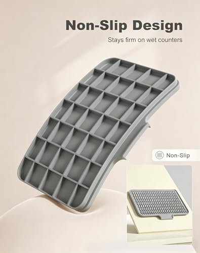 Rnivvi Silicone Dish Drying Mat for Kitchen Counter, 16 x 12" Fast Drainage Dish Rack Pad Drying Mats, Non-Slip Countertop Protector Heat Resistant Trivet, Easy to Clean Sink Drip Pad for Dishes, Gray - color: Gray