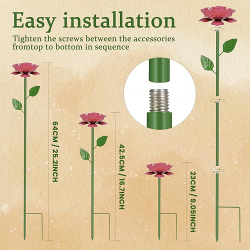4 Pack Bee Watering Station for Garden with Beautiful Flower Design, Bee Feeders and Butterfly Feeders Combo, Outdoor Bee Baths and Bee Waterer, Gardening Essentials, Garden Decor for Outside