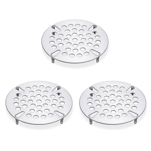 3-1/2 Inch Commercial Sink Strainer - 304 Stainless Steel 41-Hole Clog-Free Drain Cover, Precision Fit for 3.5" Drains & 3 Compartment Sinks, Heavy-Duty for High-Volume Kitchens (3-Pack) - color: 3 Pack