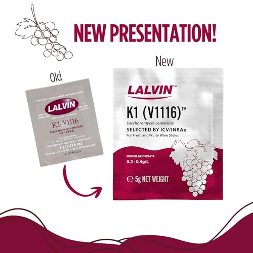 Lalvin K1-V1116 Wine Yeast (10 Pack) - Sold by CAPYBARA Distributors Inc. | Make Wine Cider Mead Kombucha At Home, 5 g Sachets, Saccharomyces cerevisiae