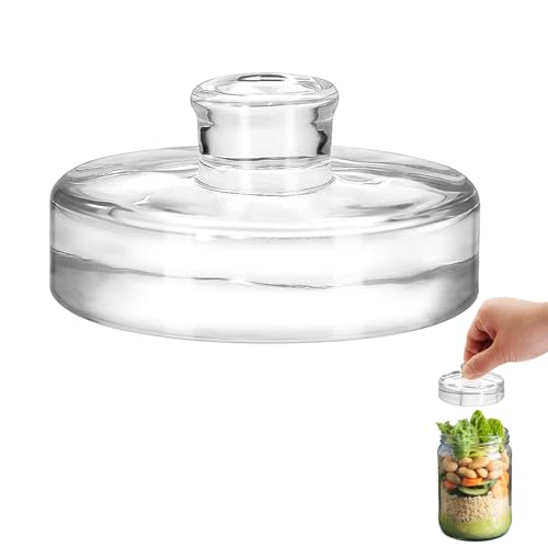 1Pc Fermentation Glass Weights with Easy Grip Handles, Clear Canning Weights and Pickling Glass Weight for Wide Mouth Mason Jars, Fermenting Kit, Kimchi, Sauerkraut (1)