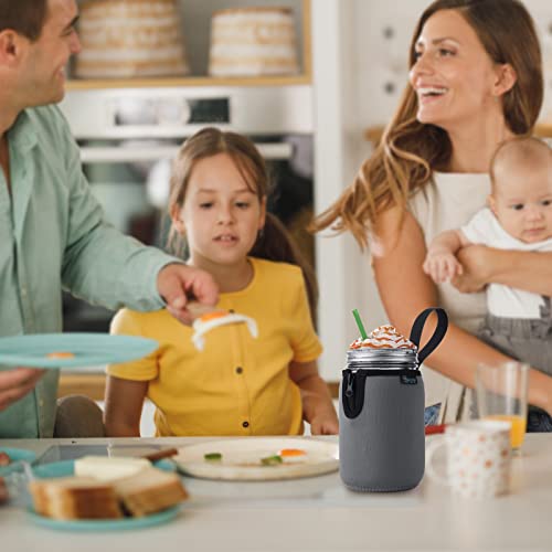 Beautyflier Mason Jars 32oz Wide Mouth Sleeve Regular Mouth Mason Jars Insulators Drinking Glass Coolers Sprouting Jars Blackout Sleeve (Gray) - color: Gray