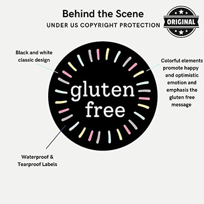 Mobiusea Creation Gluten Free Stickers Roll | 1.5 Inch | Waterproof | 500pcs Gluten Free Labels for Cookie Cupcake Stickers Homemade Bakery Bread Bags Labels Baked Goods Packaging