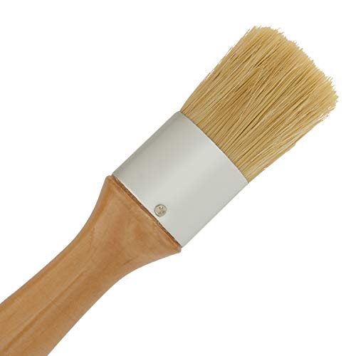 U.S. Art Supply 2-Piece Multi Use Oval and Round Chalk, Wax and Stencil Brushes for Chairs, Dressers, Cabinets and Other Wood Furniture - 100% Natural Bristles, Lightweight and Rust Resistant