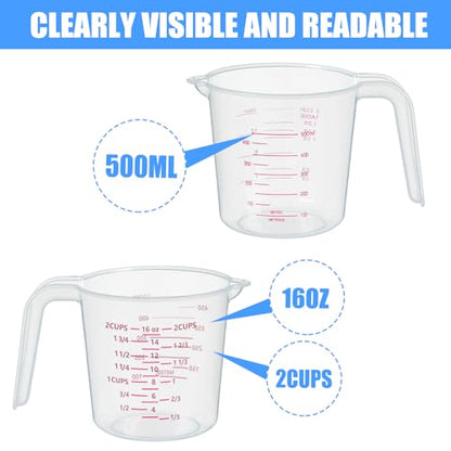 DTDNZKN 3 Pack Measuring Cups, 250ml (1-Cup), 500ml (2-Cup) &1000ml (4-Cup) | Plastic Liquid Measuring Cups - Clear Markings for Baking, Cooking, Mixing, Oil & Water Measurement - Essential Kitchen Tools