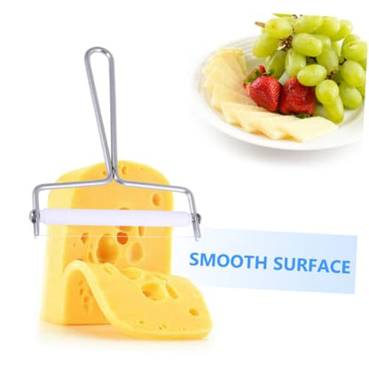 2Pcs Stainless Steel Cheese Slicer Set Wire Handle Efficient Cream Cutter and Butter Scraper for Kitchen and Bakery Use - color: Silver