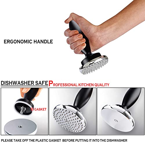 Reversible Meat Tenderizer and Pounder Dual Sided Meat Tenderizer Mallet Marinating Prep Tool, Mysterious Black