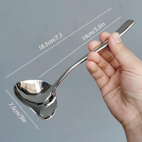 Generic Stainless Steel Small Sauce Ladle, With Pouring Spout Gravy ladle, for Salad dressing and dressings, 7.4Inches 2 Pieces Dishwasher Safe