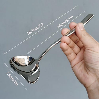 Generic Stainless Steel Small Sauce Ladle, With Pouring Spout Gravy ladle, for Salad dressing and dressings, 7.4Inches 2 Pieces Dishwasher Safe