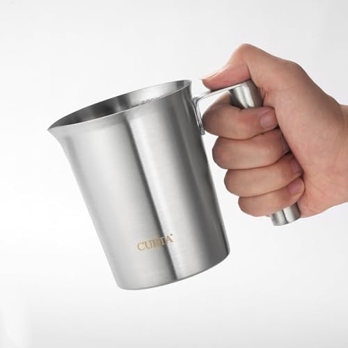 CURTA 18/8 Stainless Steel Measuring Cup with Round Handle and Pour Lip 16 OZ (2 Cup, 500 ML) - color: Round Handle, size: 16 OZ (2 Cup, 500 ML)