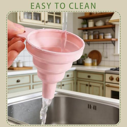 Douji 6PCS Silicone Collapsible Kitchen Funnel Set, Food Grade Silicone Funnels for Liquid Transfer Filling Water Bottle Kitchen Gadgets Accessories