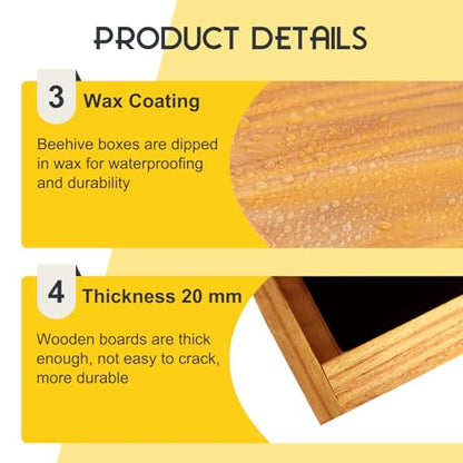 8 Frame Medium Super Box for Honey Bee Hives Beeswax Coated Langstroth Medium Bee Hive Box Includes Beehive Frames and Waxed Foundation Sheets (Unassembled) - size: 8 frame medium