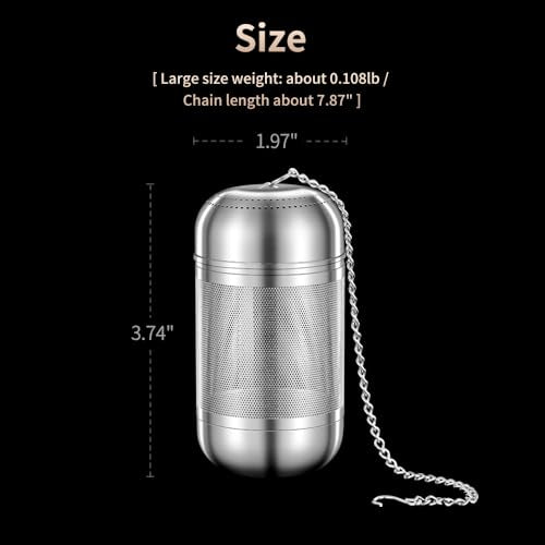 2Pack 316 Stainless Steel Tea Infuser for Loose Leaf Tea Reusable Tea Steeper Extra Fine Mesh Tea Infuser Tea Strainer for Loose Leaf Tea Spices and Seasonings (2 Pack - Large) - size: Large