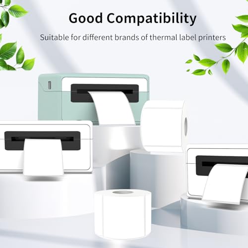 White Square Thermal Labels Stickers 3 x 3 Inch, Self-Adhesive Waterproof Square Direct Thermal Labels Stickers, Perforation Line Design- 300PCS - color: White, size: 3 X 3 inch