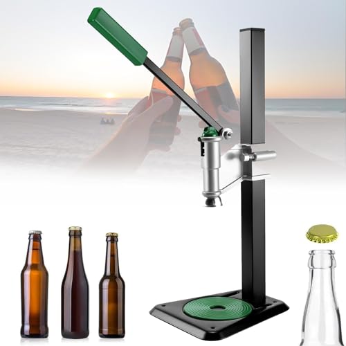 Manual Beer Bottle Capper Tool, Bench Bottle Cap Sealing Machine with Lever-Action Pressing Rod and Non-Slip Pad, Adjustable Height, 26mm Crown Capper for Home Brewing