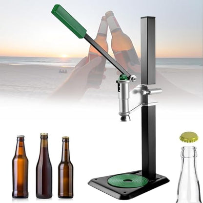 Manual Beer Bottle Capper Tool, Bench Bottle Cap Sealing Machine with Lever-Action Pressing Rod and Non-Slip Pad, Adjustable Height, 26mm Crown Capper for Home Brewing