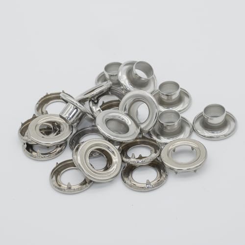 25 Sets 5/16 Inch Sewing Grommets Eyelets 304 Stainless Steel with Claw Washers Tool Kits for Shoes, Bead Cores, Clothes, Leather, Canvas, Banner (8mm Silver) - size: φ8x17mm Kits