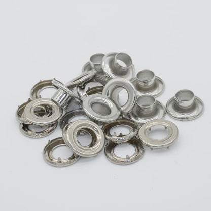 25 Sets 5/16 Inch Sewing Grommets Eyelets 304 Stainless Steel with Claw Washers Tool Kits for Shoes, Bead Cores, Clothes, Leather, Canvas, Banner (8mm Silver) - size: φ8x17mm Kits