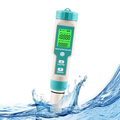 pH Meter for Water 7 in 1 PH/TDS/EC/Salt/S.G/ORP/Temp Meter,pH Tester Digital Backlit Waterproof LCD,TDS Meter EC Meter PPM Meter Suitable for Pools, Drinking Water, Aquariums, Hydroponic Cooking. - size: 7-1