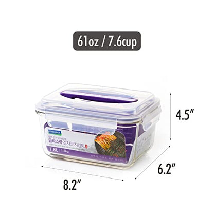 GLASSLOCK 61 Oz Glass Food Storage set of 2 – Large Capacity, Airtight & Leak-Proof, BPA Free Lid with Carry Handle, Microwave, Dishwasher, Fridge & Freezer Safe, Marinating, Sauce, Fruit Storage