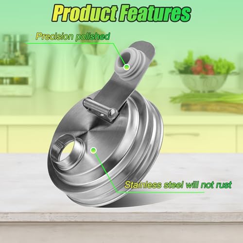 Palksky Mason Jar Pour Spout Lid Stainless Steel, Wide Mouth Pour Spout Flip Cap Lids for Mason Jars, anticracking Leak Proof Seal Cover Airtight for Drinking Salad Dressing & Food Storing(4PCS) - style: Wide Mouth Stainless Steel Lid 4 PCS