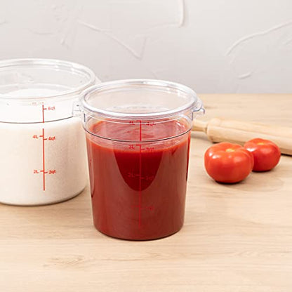 Met Lux 4 Quart Food Storage Container, 1 Round Commercial Storage Container - Lid Sold Separately, With Volume Markers, Clear Plastic Food Prep Bucket, Space-Saving Storage - size: 4 qt, style: 1 Count